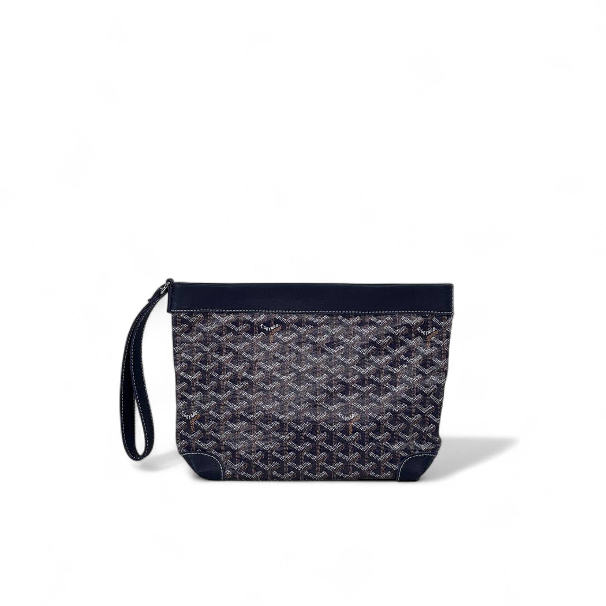 ✨ Goyard-Style Navy Wrist Pouch – Premium Monogram Edition ✨