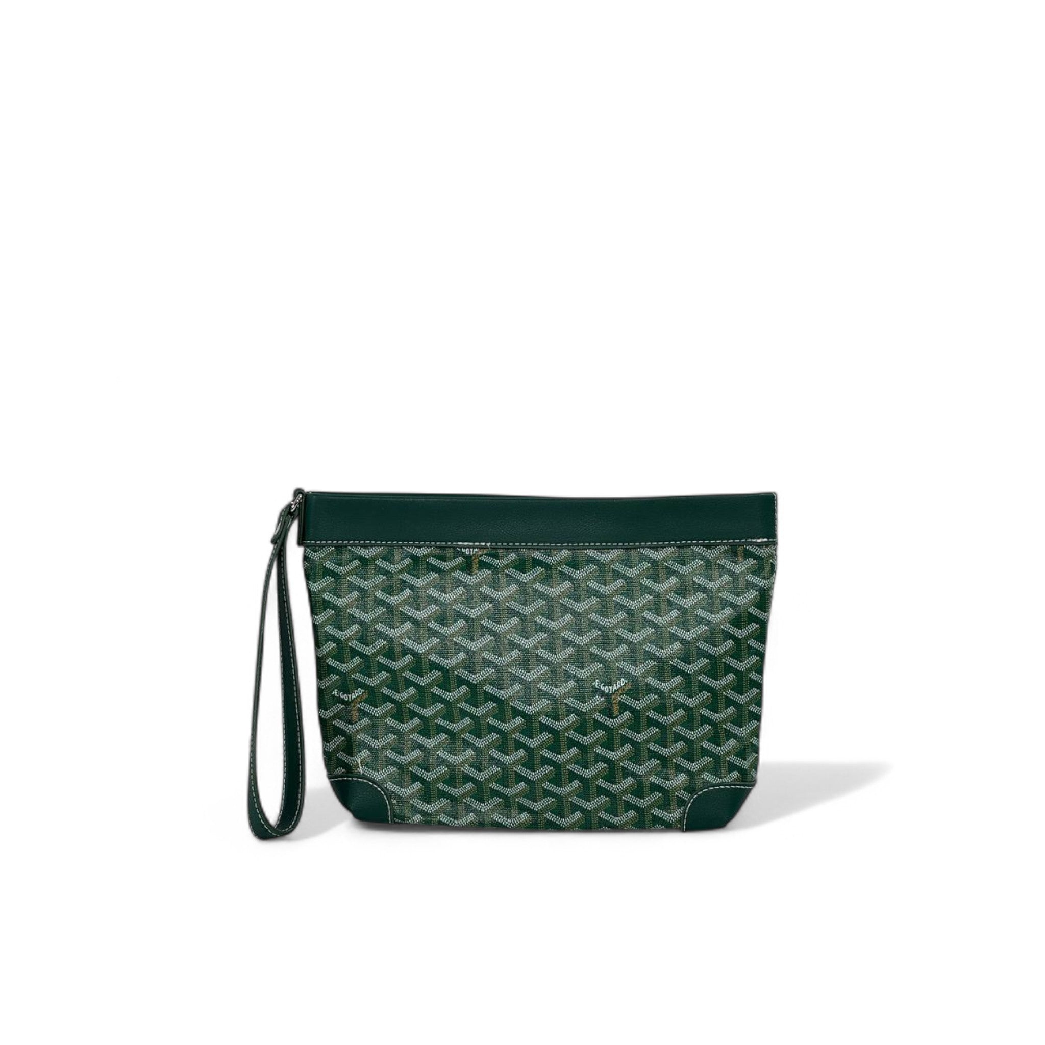 ✨ Goyard-Inspired Green Monogram Wristlet Pouch – Luxury Edition ✨