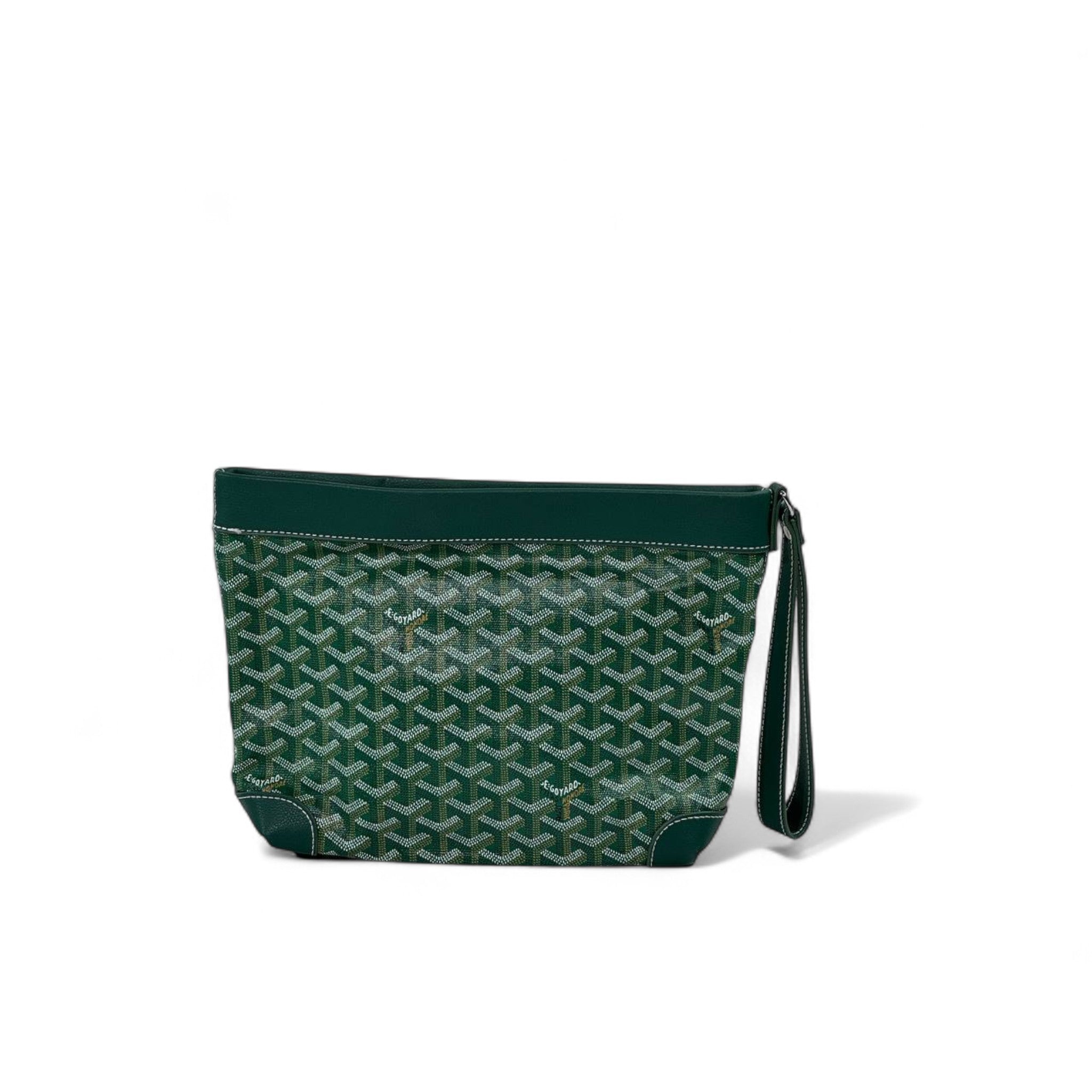 ✨ Goyard-Inspired Green Monogram Wristlet Pouch – Luxury Edition ✨