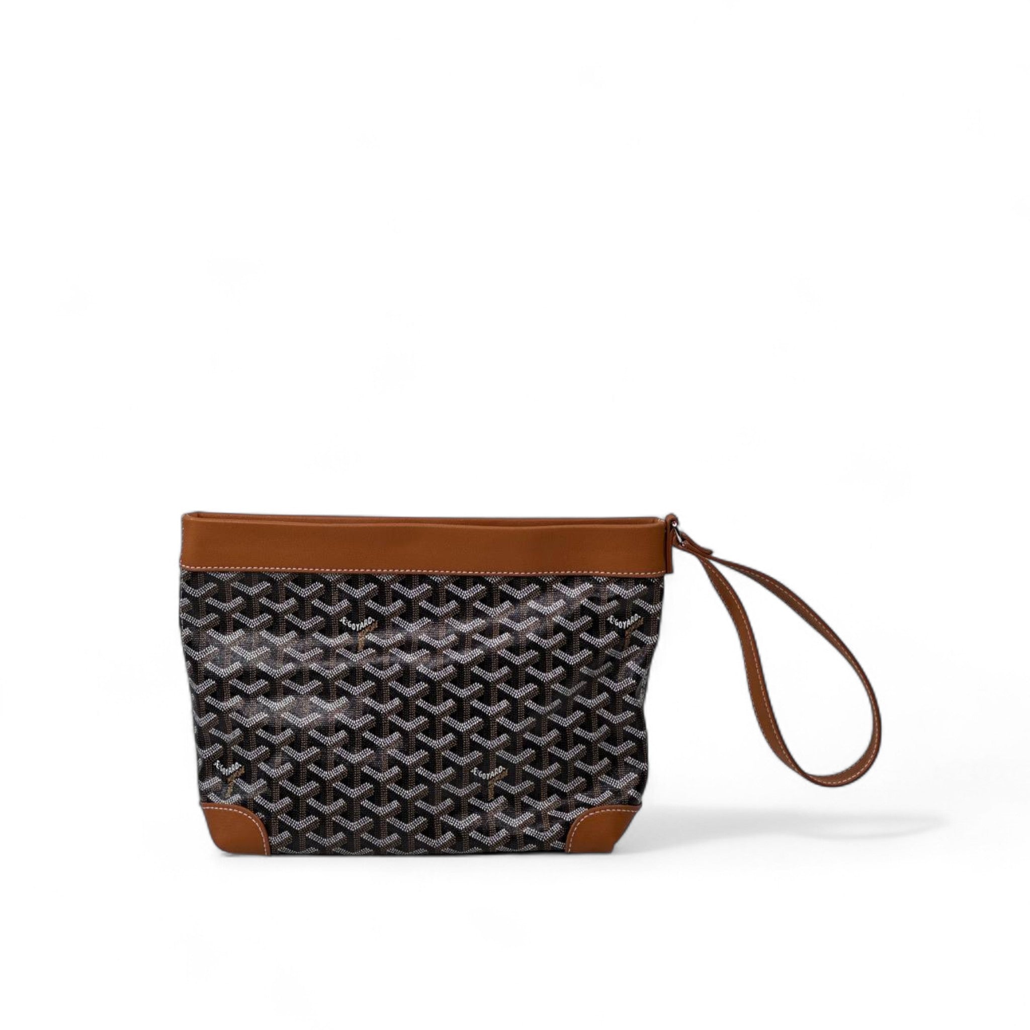 ✨ Goyard-Inspired Wristlet Clutch – Black & Tan Limited Edition ✨
