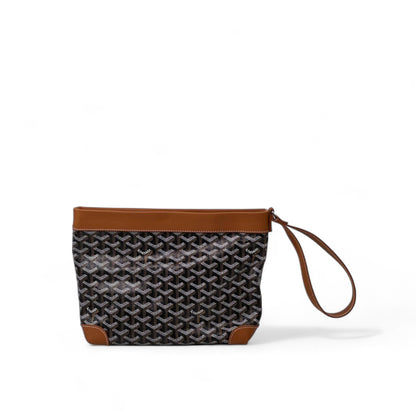 ✨ Goyard-Inspired Wristlet Clutch – Black & Tan Limited Edition ✨