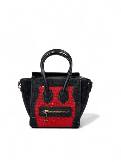 ✨ Céline Nano Luggage – Red & Black Crystal Edition ✨