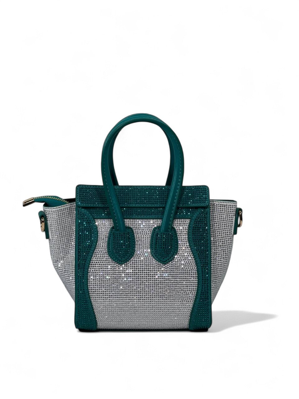 ✨ Céline Nano Luggage Crystal Mini Tote – Green & Silver Edition ✨