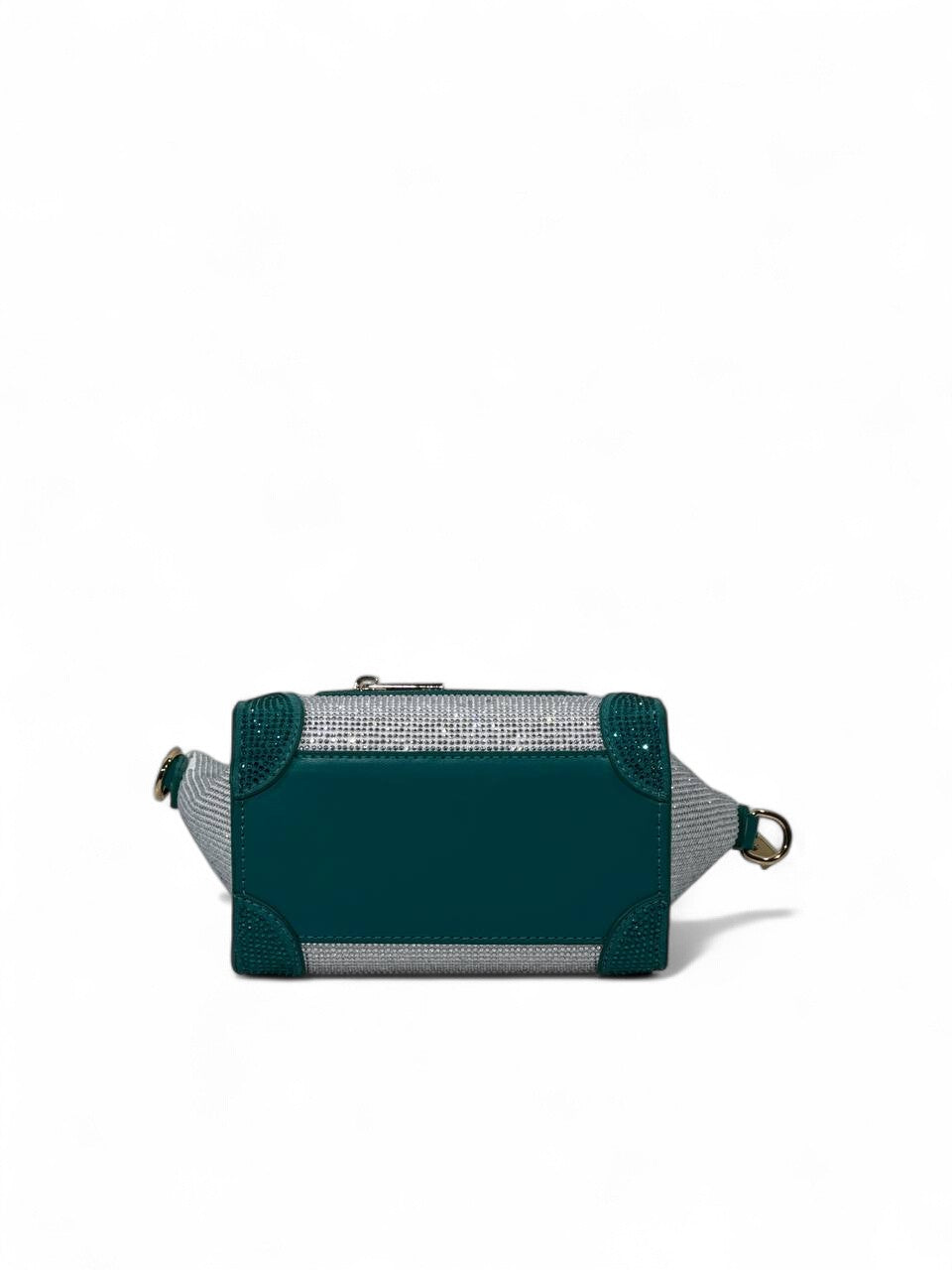 ✨ Céline Nano Luggage Crystal Mini Tote – Green & Silver Edition ✨