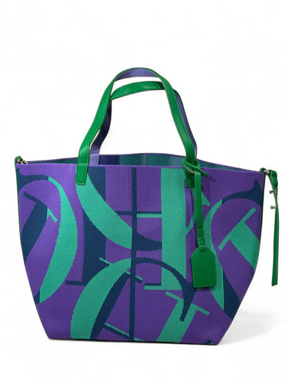 ✨ Carolina Herrera Graphic Canvas Tote – Green & Purple Edition ✨