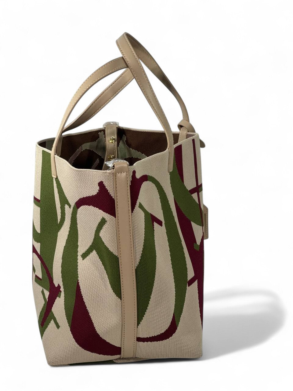 Carolina Herrera Canvas Tote – Beige & Olive Signature Print 👜✨