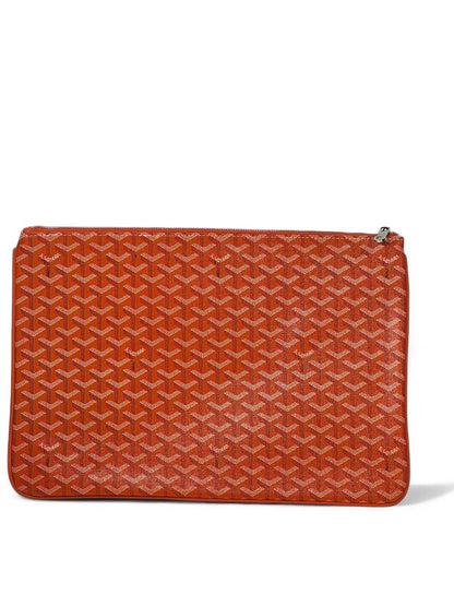 ✨ Goyard-Inspired Luxury Flat Pouch – Orange Monogram Clutch