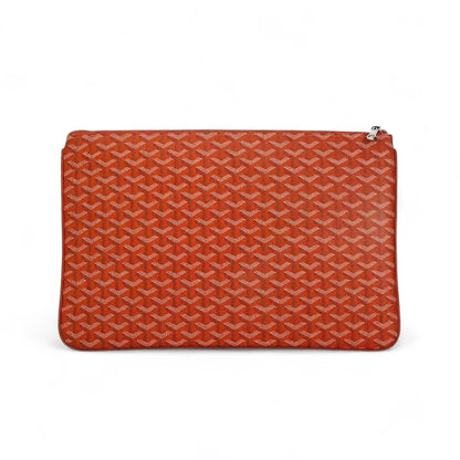 ✨ Goyard-Inspired Luxury Flat Pouch – Orange Monogram Clutch