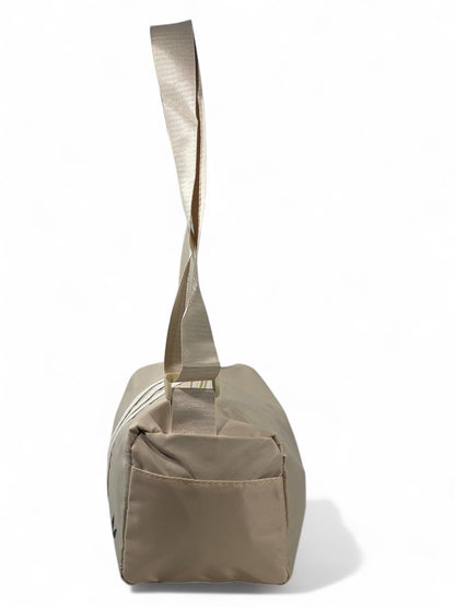 🔥 Adidas Originals Mini Duffel – Beige 3-Stripes Shoulder Bag