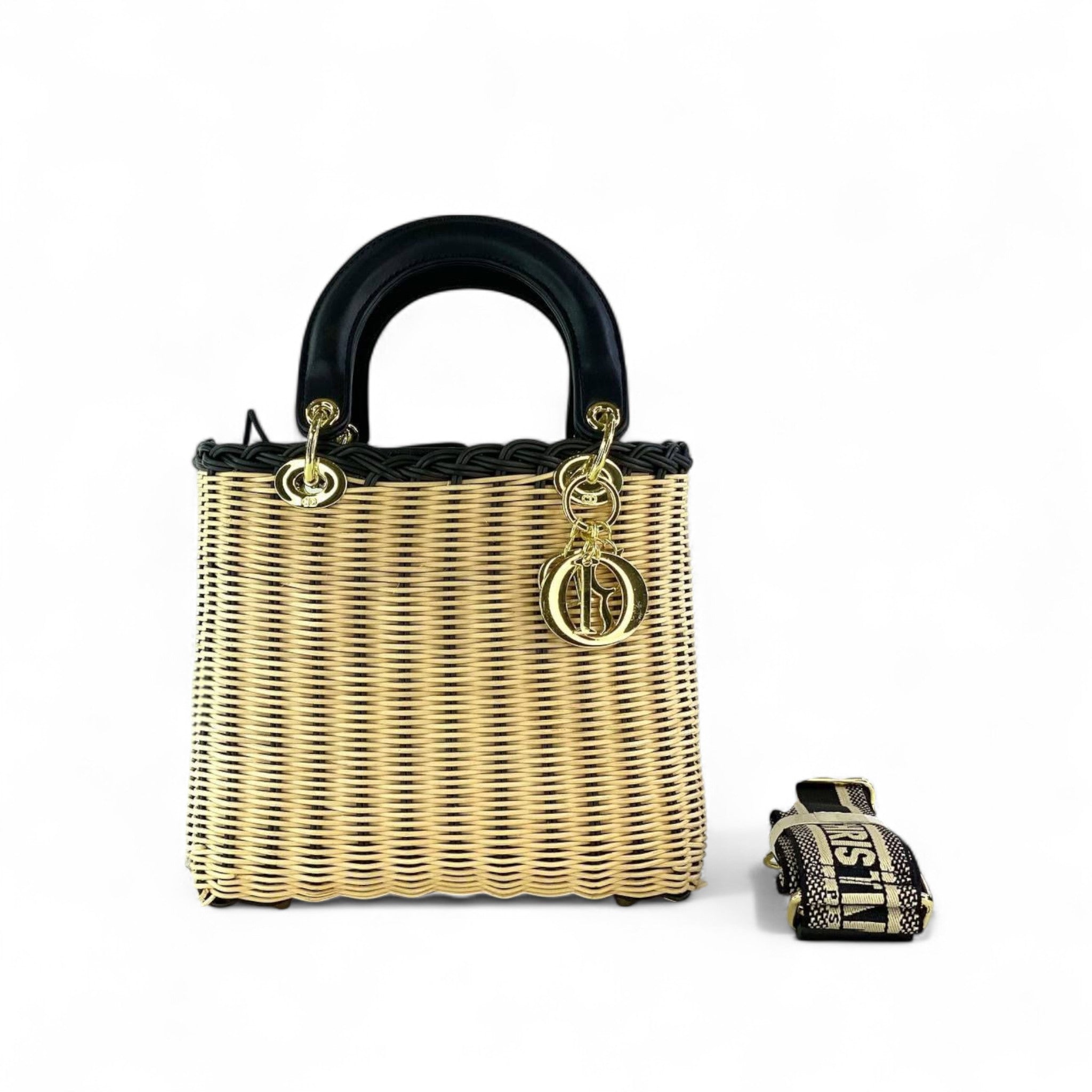 Christian Dior Wicker Lady Bag – Black & Natural Elegance 🖤🌾