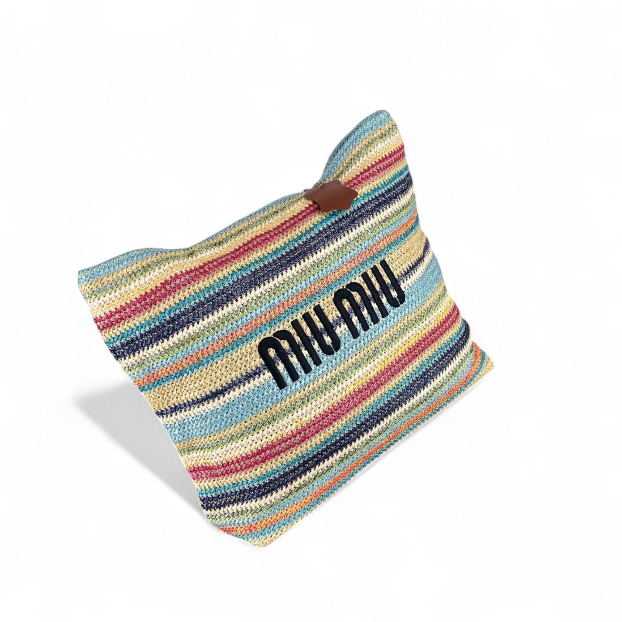 Miu Miu Multicolor Striped Raffia Bag 🌈🧵 – Vibrant, Playful, and Effortlessly Chic
