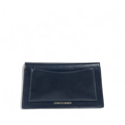 🐅 Roberto Cavalli Black Leather Clutch – Gold Embroidered Tigers ✨ | Luxury Women’s Evening Bag