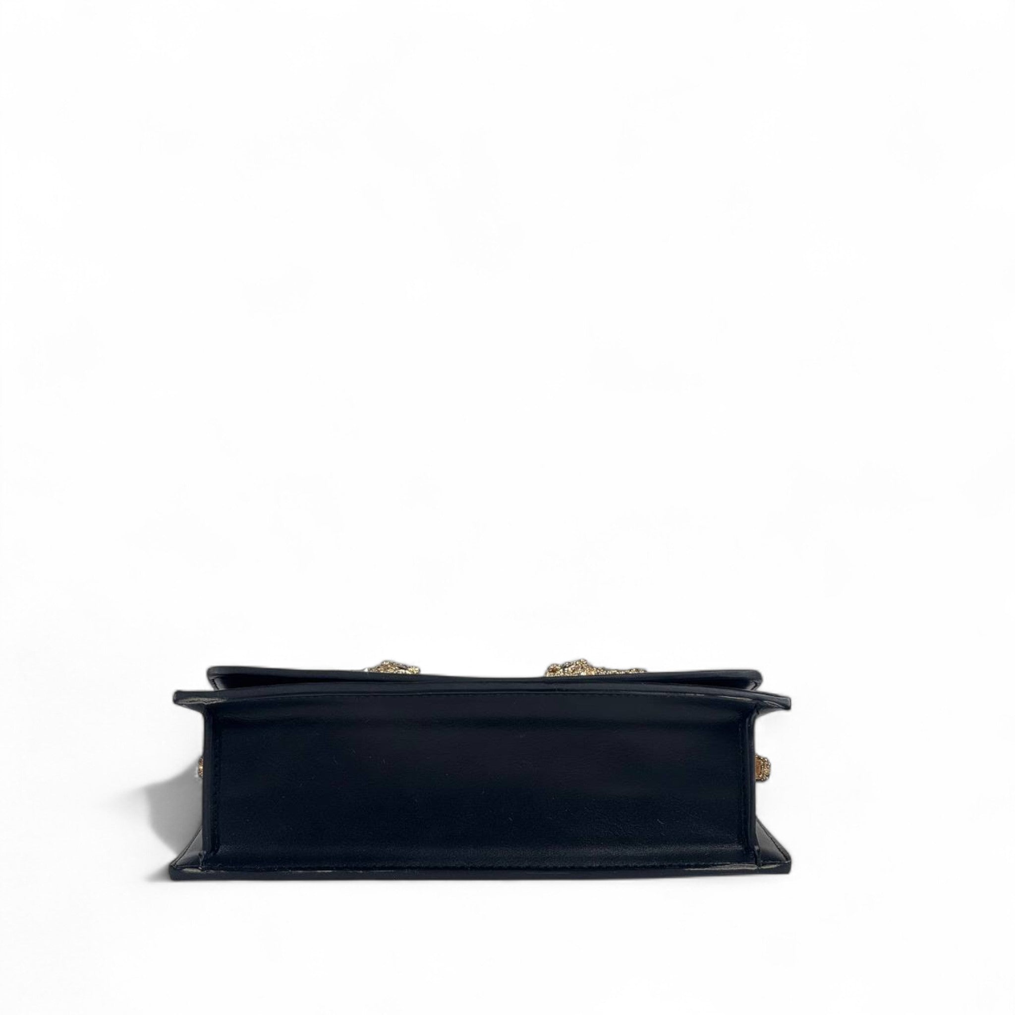 🐅 Roberto Cavalli Black Leather Clutch – Gold Embroidered Tigers ✨ | Luxury Women’s Evening Bag