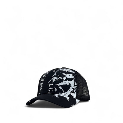 🧢 Diesel Black Trucker Cap – Iconic Mohawk Graphic | Unisex Streetwear Hat