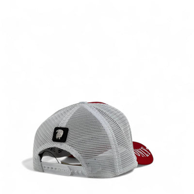 🧢 Diesel Red & White Trucker Cap – Iconic Mohawk Graphic | Unisex Streetwear Hat