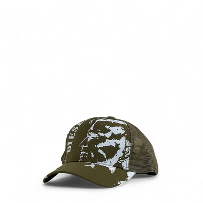 Diesel Olive Green Trucker Cap – Mohawk Graphic, Unisex Streetwear Mesh Hat