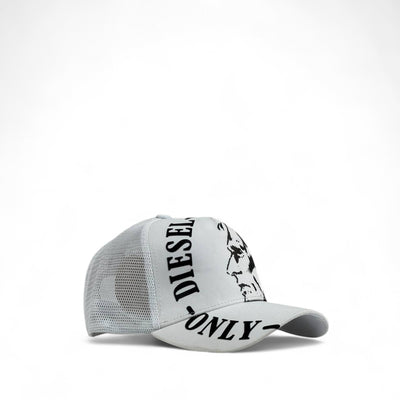 Diesel White Trucker Cap – Mohawk Graphic, Unisex Mesh Snapback