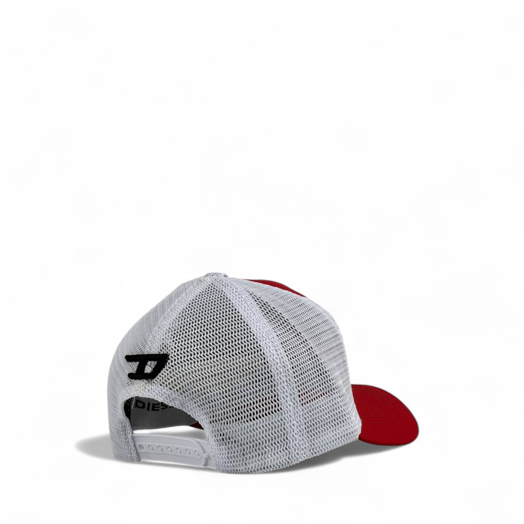 🧢 Diesel Red Trucker Cap – “Only The Brave” Patch | Mesh Snapback