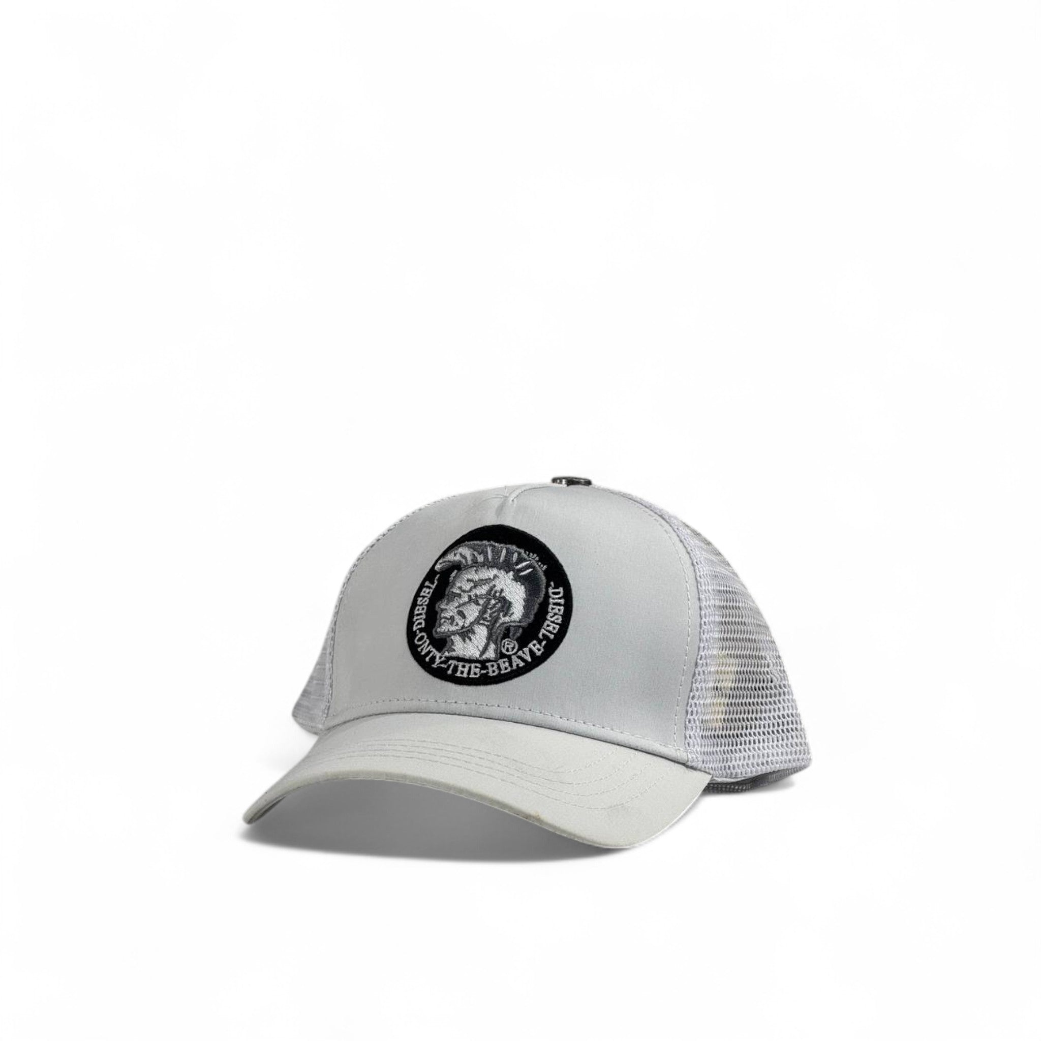 🧢 Diesel white Trucker Cap – “Only The Brave” Patch | Mesh Snapback