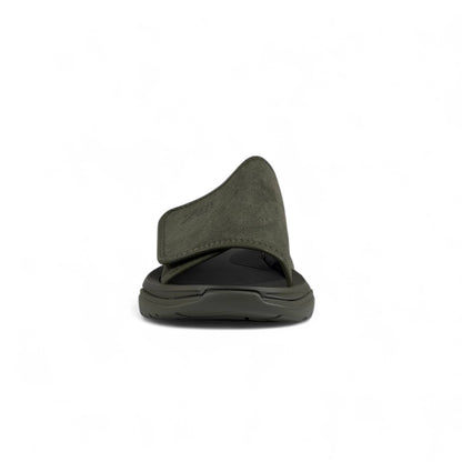 🟢 Zara Minimalist Green Suede Strap Slides – Urban Streetwear Essential