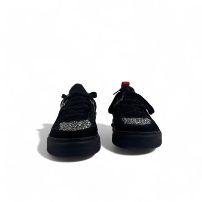 ✨ Christian Louboutin Black Glitter Spike Sneakers 👟 | Luxury Designer Red Sole Shoes 🔴