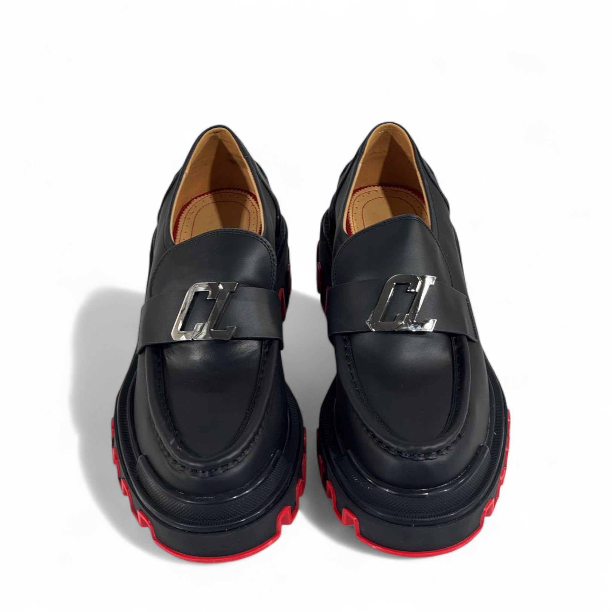 ✨ Christian Louboutin CL Logo Loafers – Black Leather with Red Sole 🔥 | Luxury Designer Men’s Shoes 👞