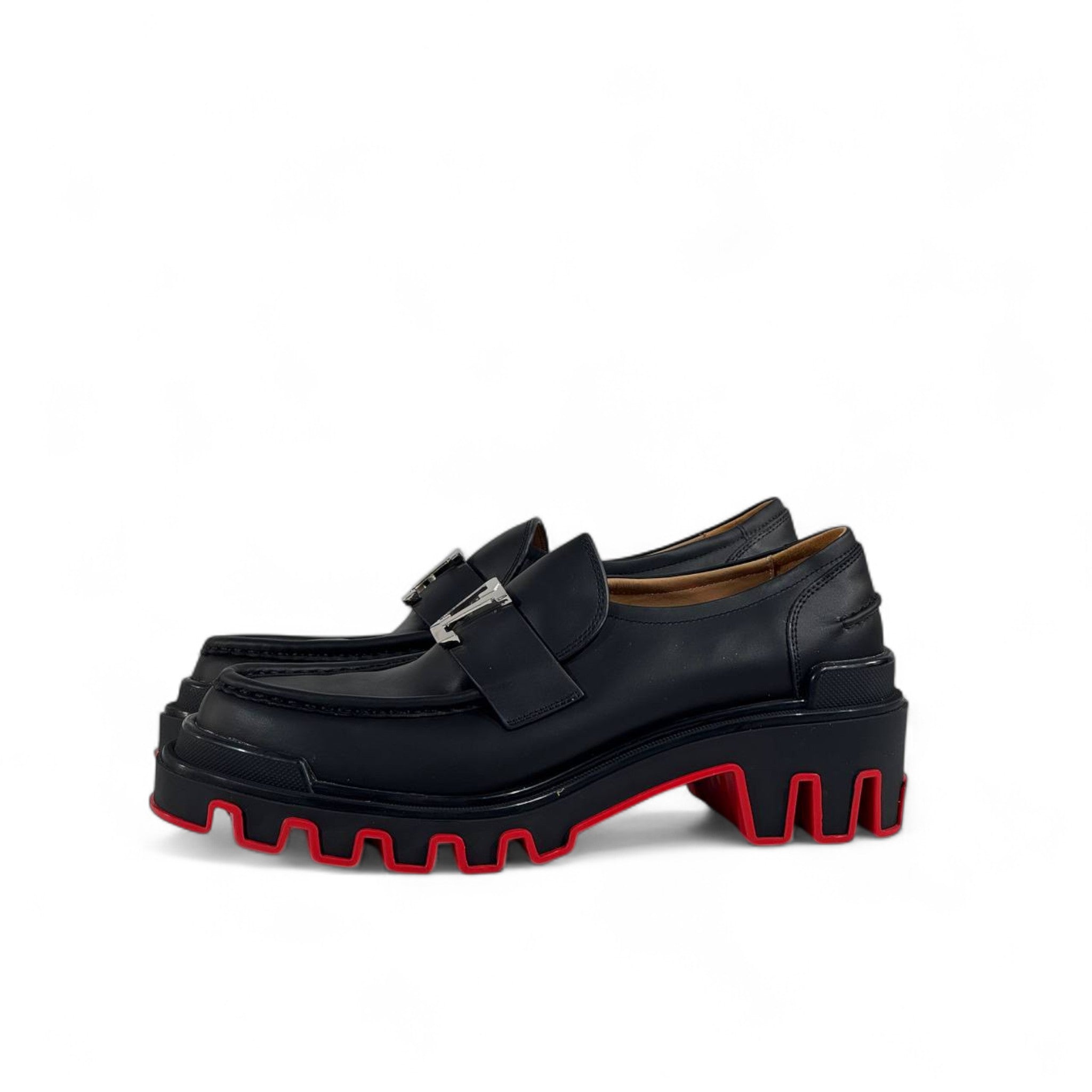 ✨ Christian Louboutin CL Logo Loafers – Black Leather with Red Sole 🔥 | Luxury Designer Men’s Shoes 👞