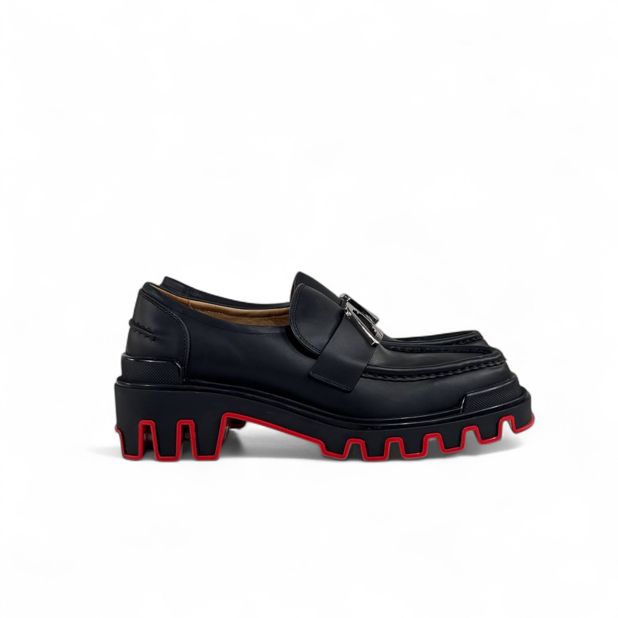 ✨ Christian Louboutin CL Logo Loafers – Black Leather with Red Sole 🔥 | Luxury Designer Men’s Shoes 👞