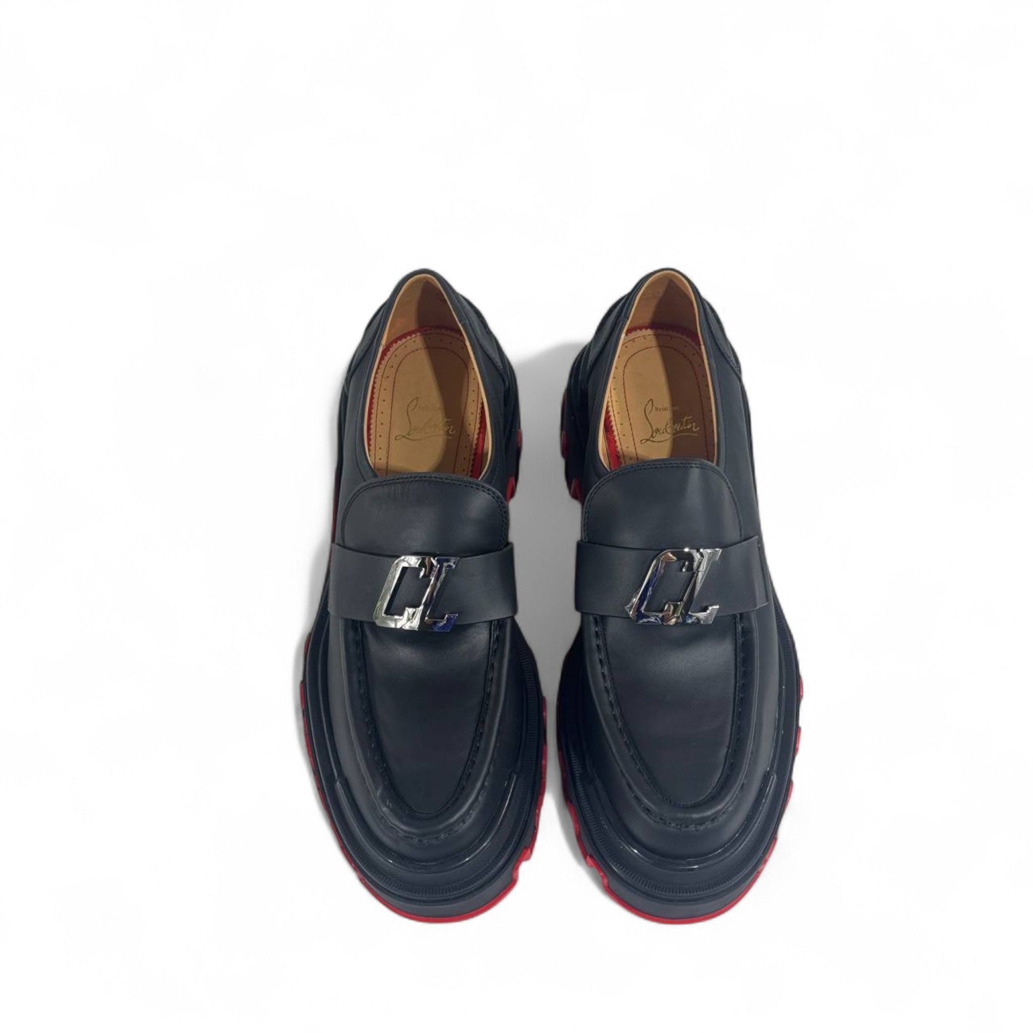✨ Christian Louboutin CL Logo Loafers – Black Leather with Red Sole 🔥 | Luxury Designer Men’s Shoes 👞