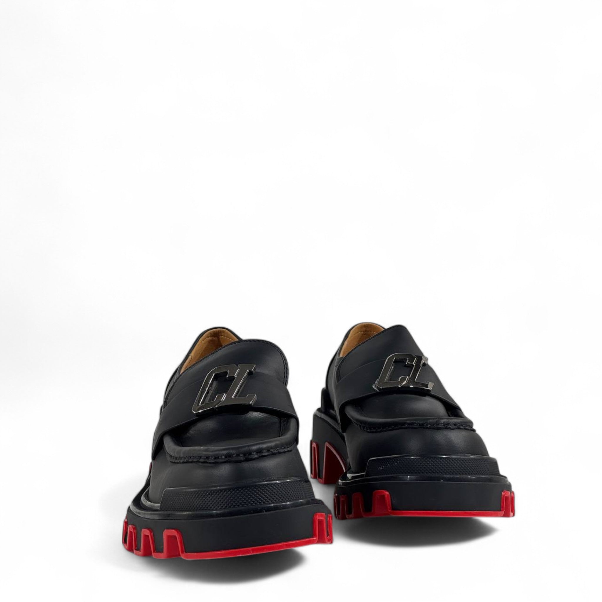 ✨ Christian Louboutin CL Logo Loafers – Black Leather with Red Sole 🔥 | Luxury Designer Men’s Shoes 👞