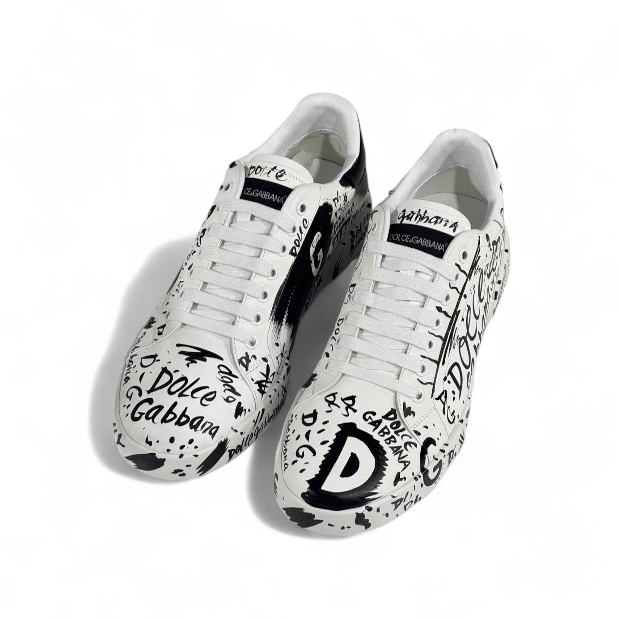 Dolce & Gabbana Graffiti Low-Top Sneakers – White/Black Limited Edition 🎨👟