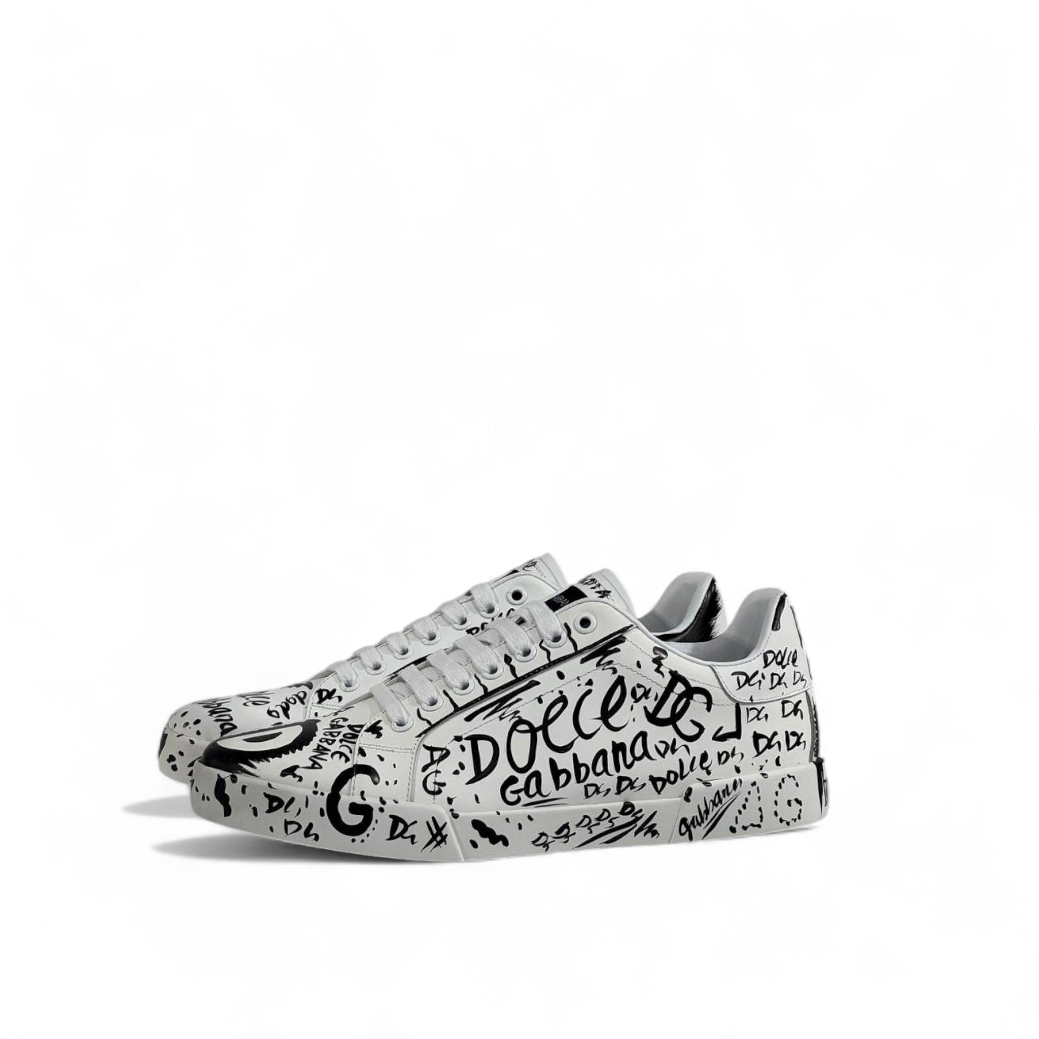 Dolce & Gabbana Graffiti Low-Top Sneakers – White/Black Limited Edition 🎨👟