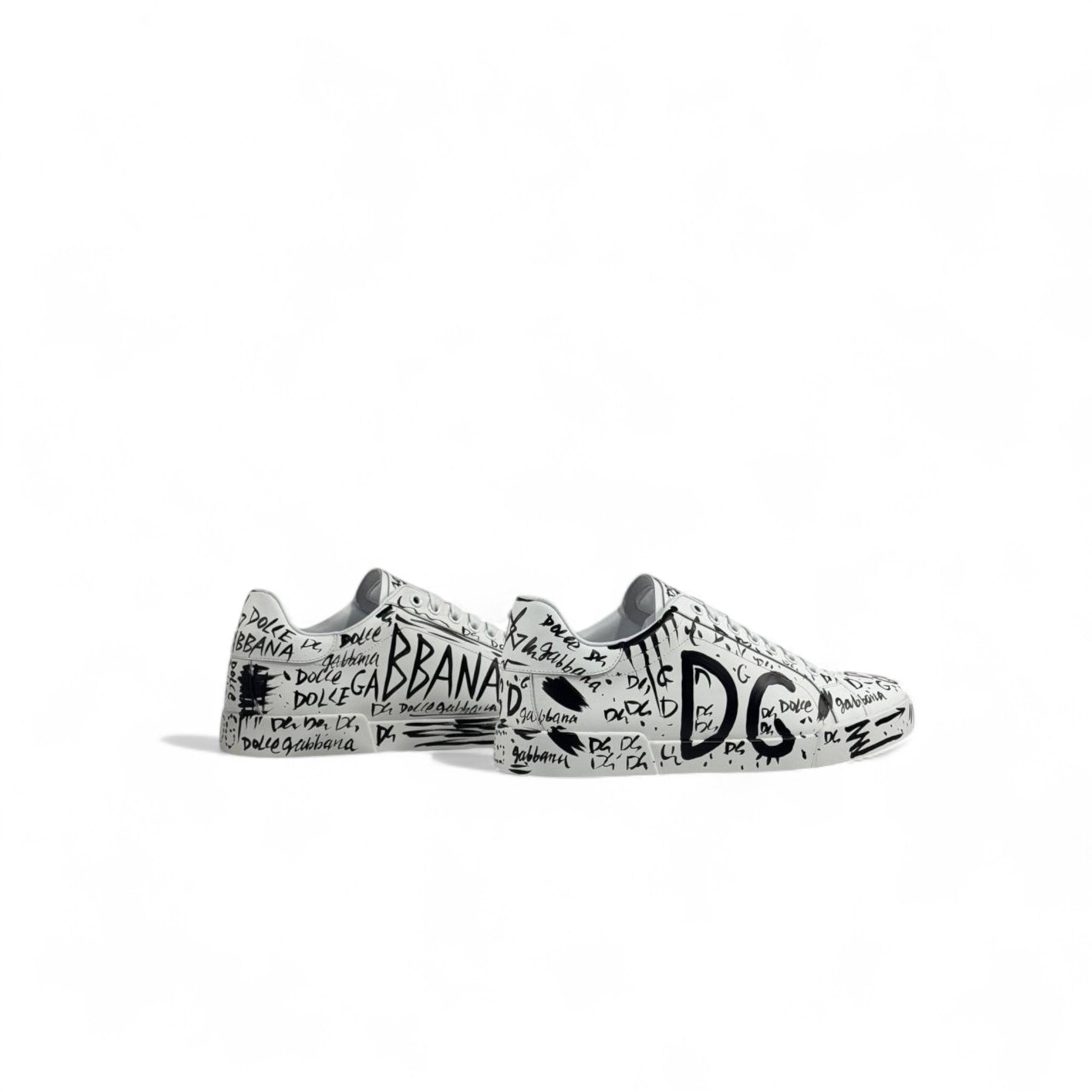Dolce & Gabbana Graffiti Low-Top Sneakers – White/Black Limited Edition 🎨👟