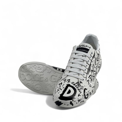 Dolce & Gabbana Graffiti Low-Top Sneakers – White/Black Limited Edition 🎨👟