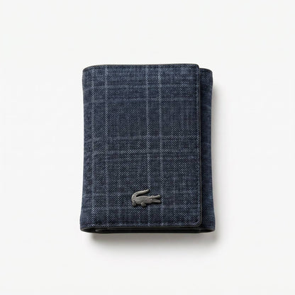 🐊 Lacoste Quilted Denim Trifold Wallet – Premium Everyday Elegance