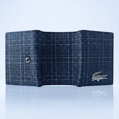 🐊 Lacoste Quilted Denim Trifold Wallet – Premium Everyday Elegance