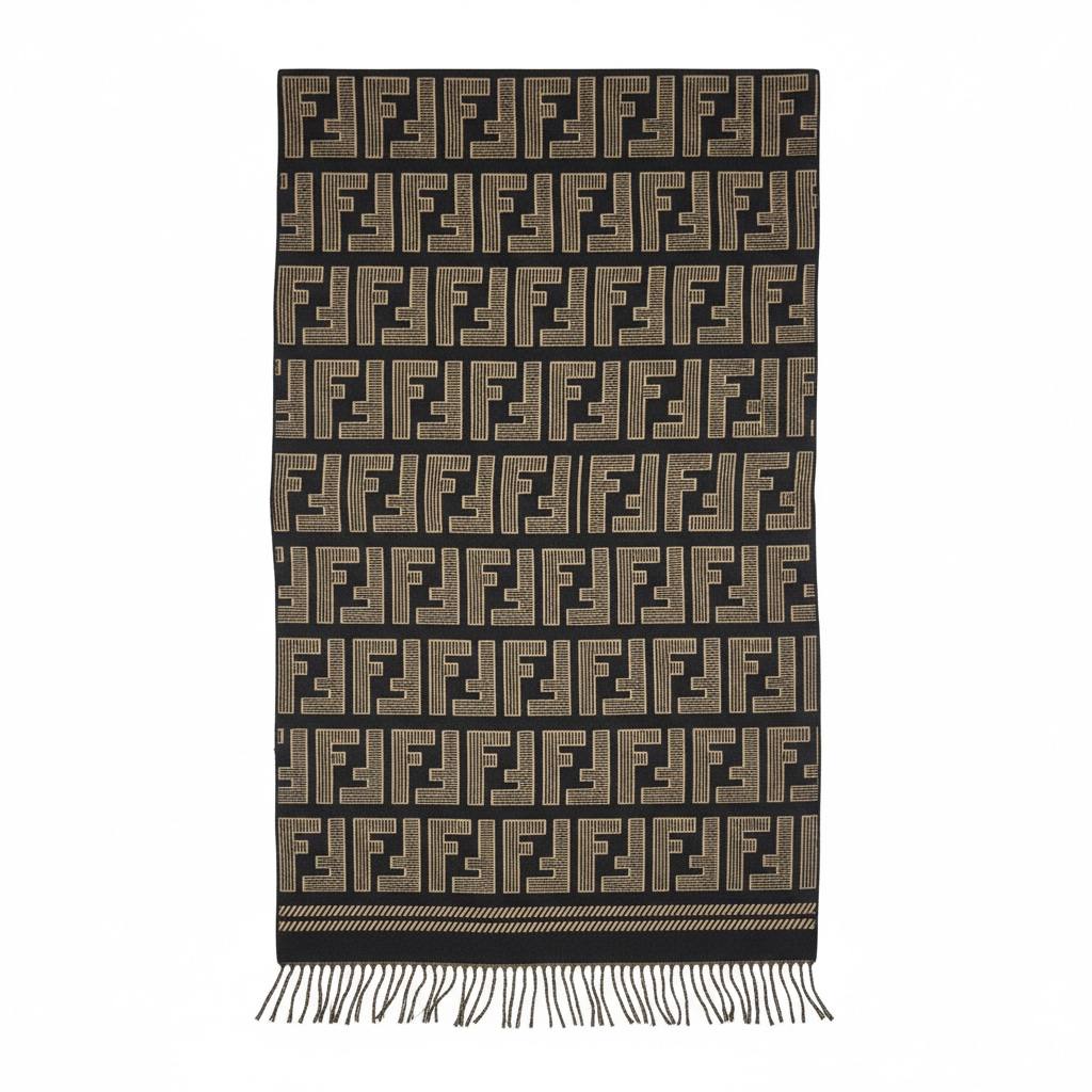 Fendi Inspired Double-Face Luxury Scarf – Reversible Monogram Edition 🧣✨ (Unisex Premium Winter)