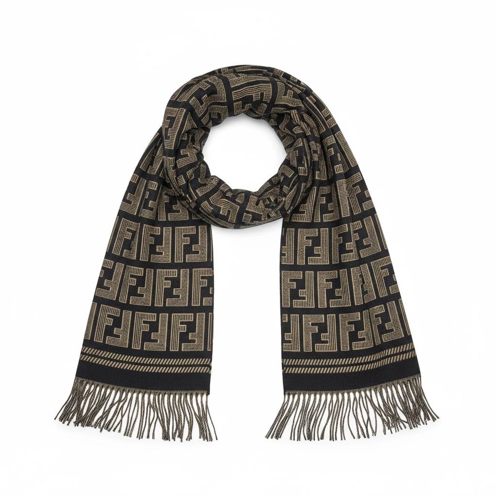 Fendi Inspired Double-Face Luxury Scarf – Reversible Monogram Edition 🧣✨ (Unisex Premium Winter)