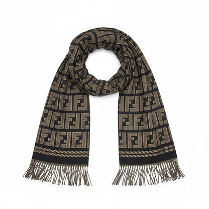 Fendi Inspired Double-Face Luxury Scarf – Reversible Monogram Edition 🧣✨ (Unisex Premium Winter)