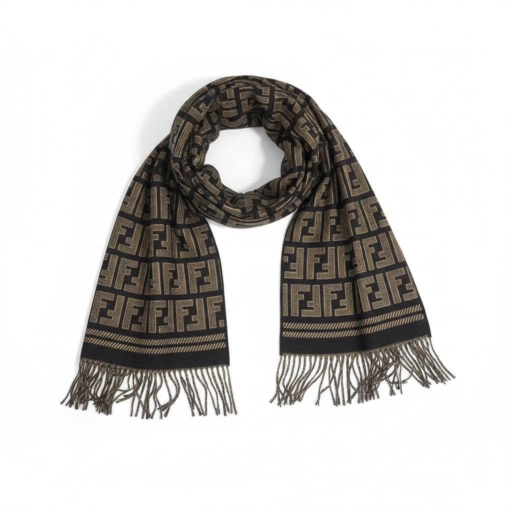 Fendi Inspired Double-Face Luxury Scarf – Reversible Monogram Edition 🧣✨ (Unisex Premium Winter)