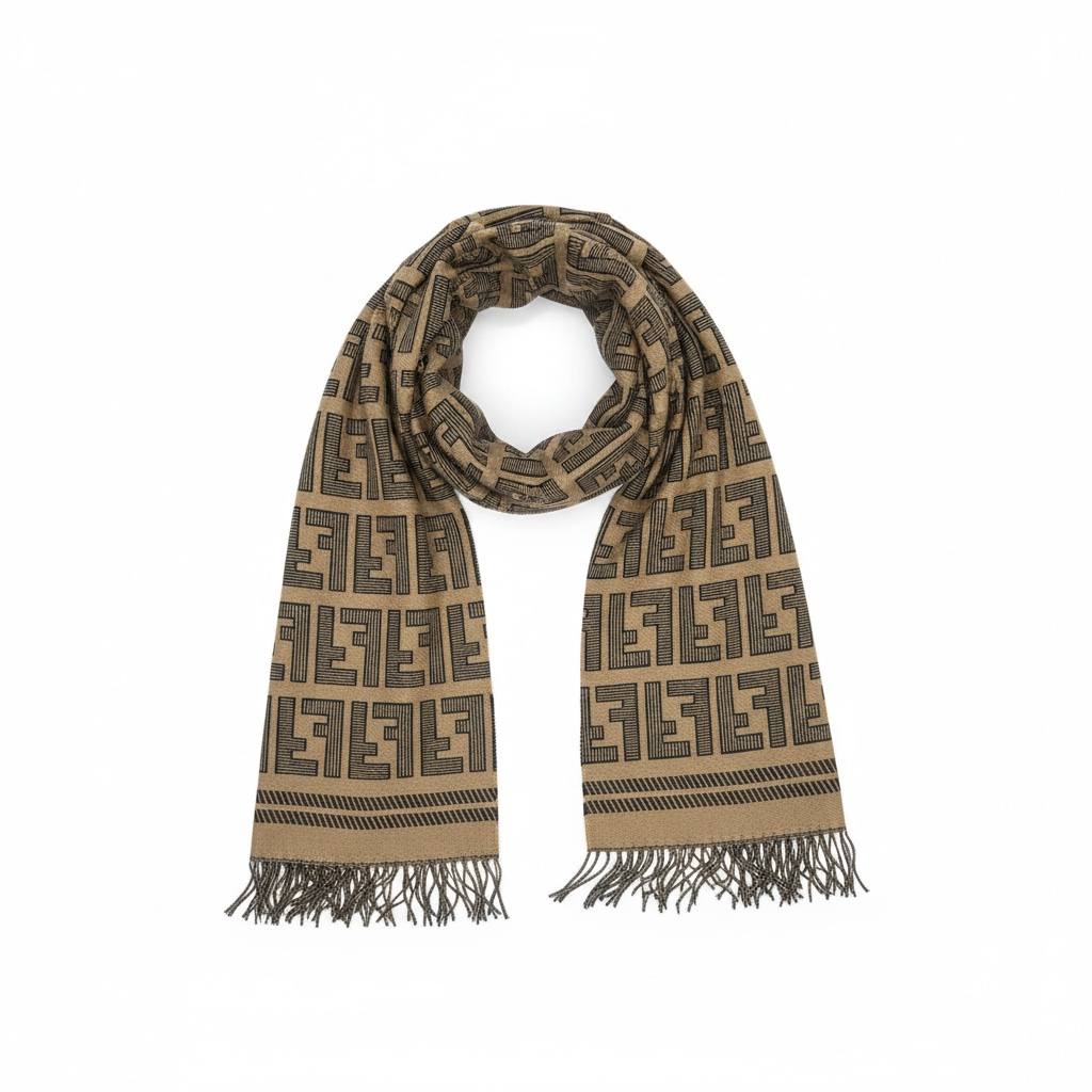 Fendi Inspired Double-Face Luxury Scarf – Reversible Monogram Edition 🧣✨ (Unisex Premium Winter)