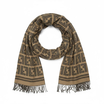 Fendi Inspired Double-Face Luxury Scarf – Reversible Monogram Edition 🧣✨ (Unisex Premium Winter)