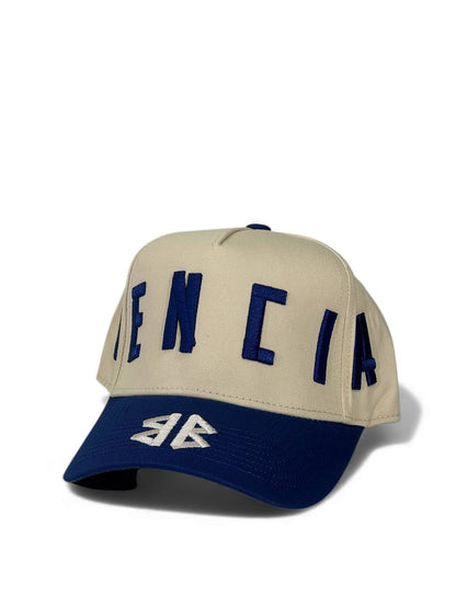 Balenciaga Two-Tone Luxury Cap – Beige & Navy Edition 🧢💙 (Premium Unisex Style)