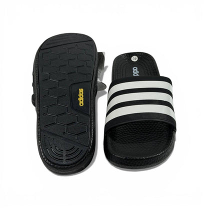 ⚫ Adidas Slides – Black & White Stripes Edition 🤍🔥