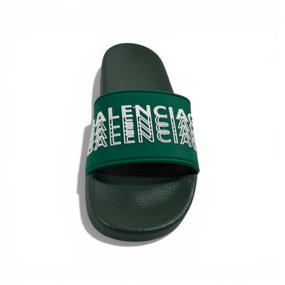 🟢 Balenciaga Slides – Green Logo Edition 🤍✨