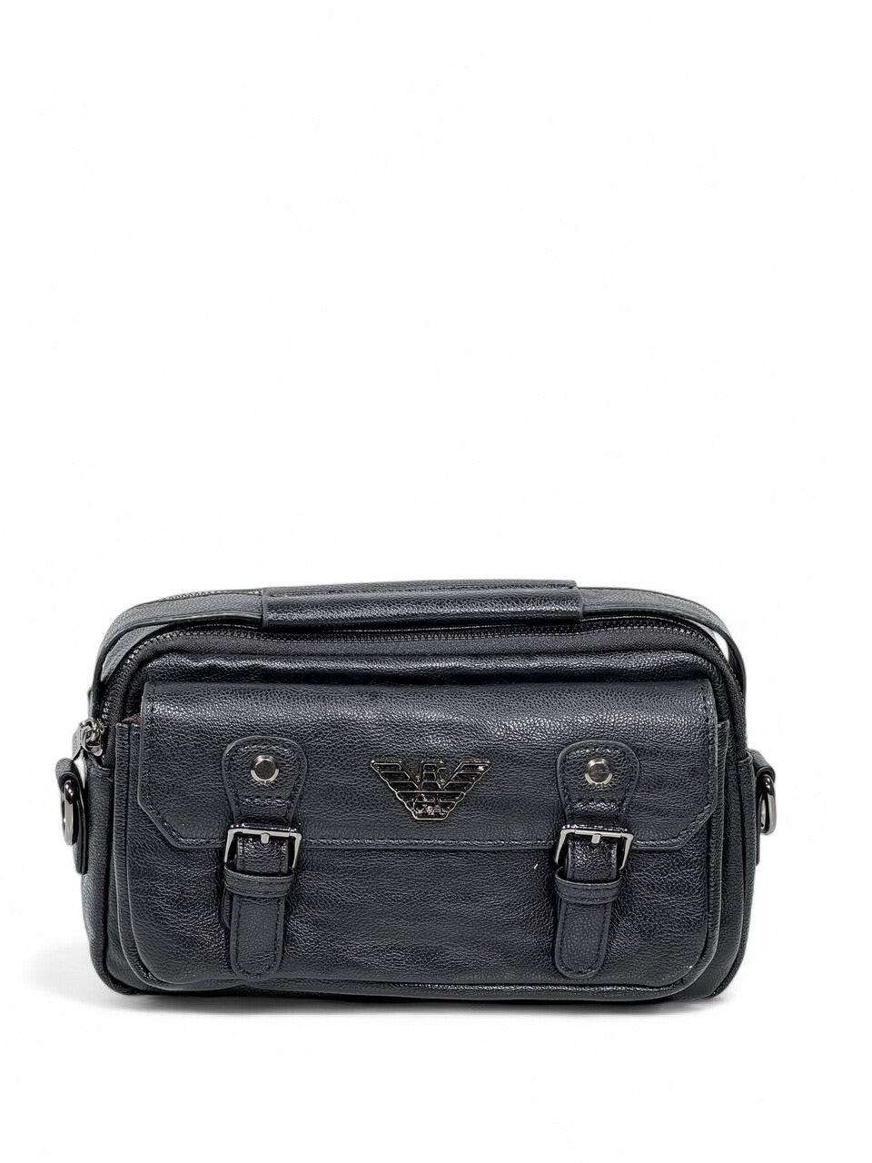 🖤 Emporio Armani Black Vintage-Style Crossbody Pouch – Premium Leather Look