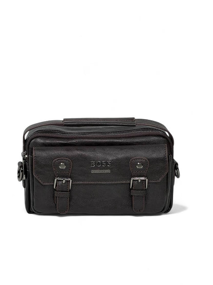 🤎 BOSS Dark Brown Executive Crossbody Pouch – Premium Leather Look