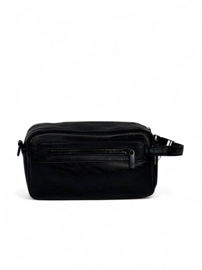 🖤 Lacoste Black Minimalist Crossbody Pouch – Premium Leather Look