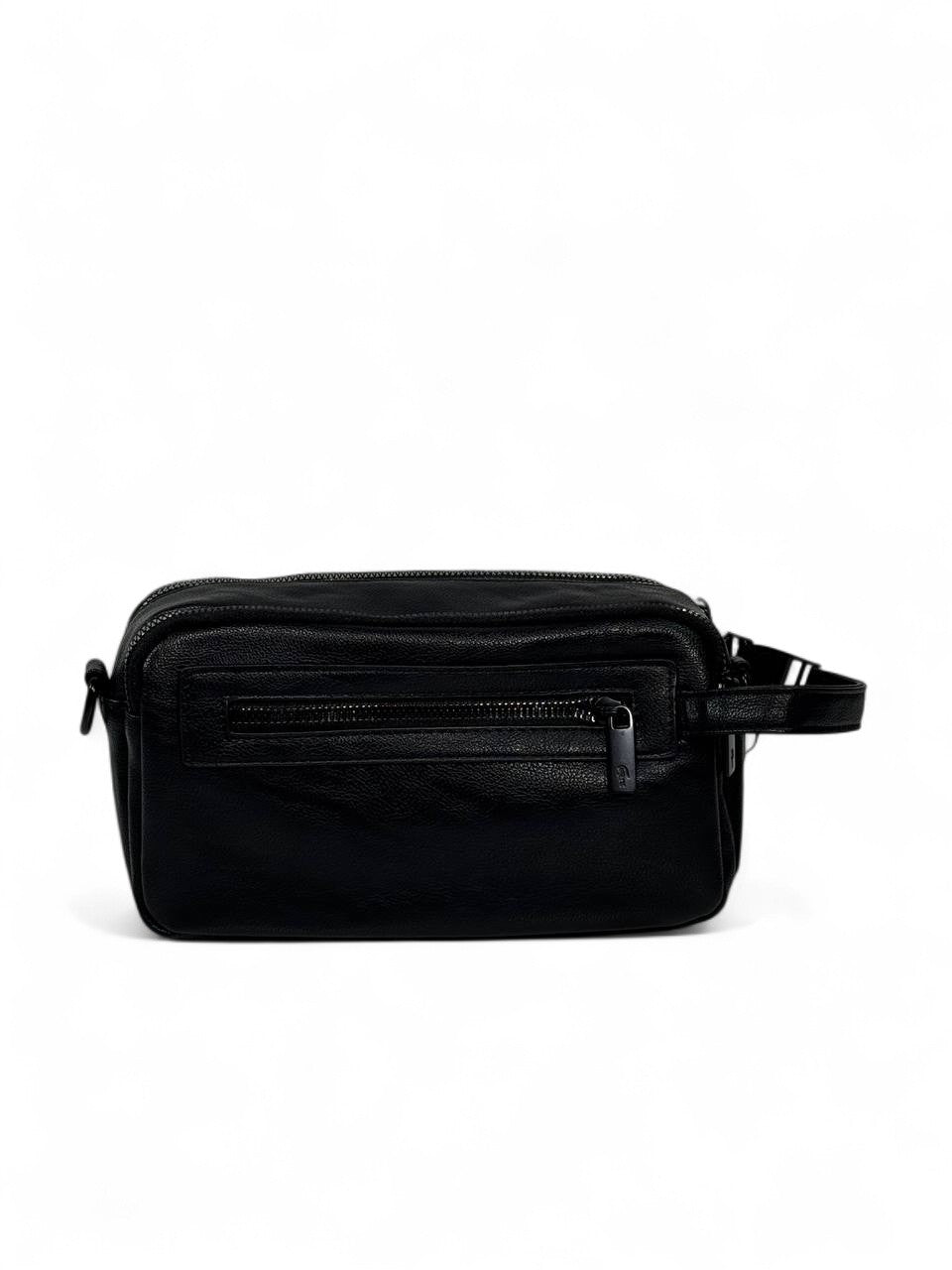 🖤 Lacoste Black Minimalist Crossbody Pouch – Premium Leather Look