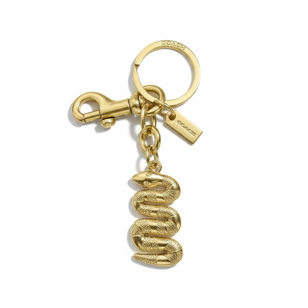 💛 Coach Gold Snake Charm Keychain – Bold Luxury Accessory